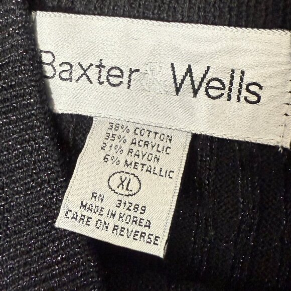 Baxter Wells Women's Black Metallic XL Short Sleeve Sweater - Picture 2 of 6